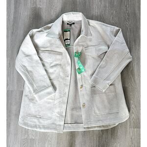 Banana Republic Oversized Shirt Jacket Shacket Tan Cream Button Down Womens XL